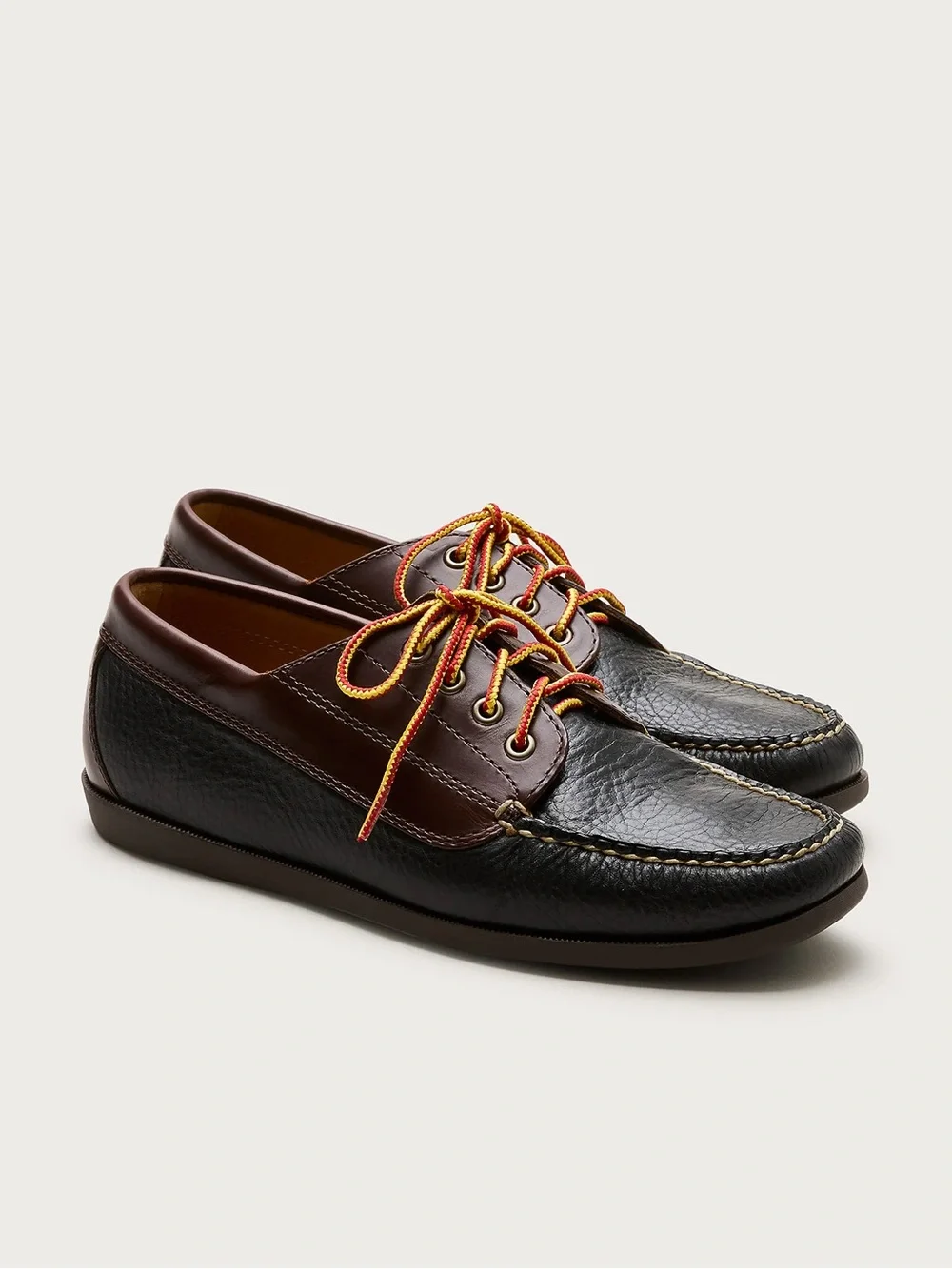 J.Crew Men's Leather Moc Toe Boat Shoes in Black and Brown NWT